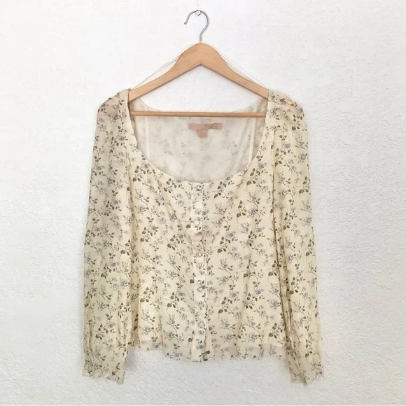 $890 Brock Collection Thelma Linen Cotton Floral Cottage Core Puff Sleeve Blouse - Picture 11 of 17